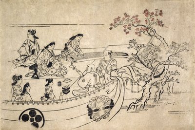 Music Under the Cherry Tree at Ueno, c.1680 by Hishikawa Moronobu